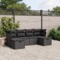 vidaXL Set de sofás de jardín 6 piezas y cojines ratán sintético negro vidaXL Set de sofás de jardín 6 piezas y cojines ratán sintético negro