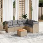 vidaXL Juego de sofás jardín con cojines beige mezcla 7 pzas ratán PE vidaXL Juego de sofás jardín con cojines beige mezcla 7 pzas ratán PE
