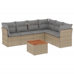 vidaXL Juego de sofás jardín con cojines beige mezcla 7 pzas ratán PE