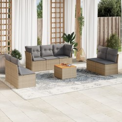 vidaXL Juego de sofás jardín con cojines beige mezcla 8 pzas ratán PE