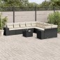 vidaXL Set de sofás de jardín 11 pzas y cojines ratán sintético negro vidaXL Set de sofás de jardín 11 pzas y cojines ratán sintético negro