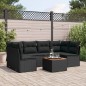 vidaXL Set de comedor de jardín 7 pzas y cojines ratán sintético negro vidaXL Set de comedor de jardín 7 pzas y cojines ratán sintético negro