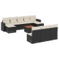vidaXL Set de sofás de jardín 11 pzas y cojines ratán sintético negro vidaXL Set de sofás de jardín 11 pzas y cojines ratán sintético negro