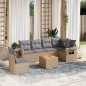vidaXL Juego de sofás jardín con cojines beige mezcla 7 pzas ratán PE