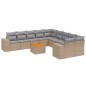 vidaXL Set de sofás de jardín 11pzas con cojines ratán sintético beige vidaXL Set de sofás de jardín 11pzas con cojines ratán sintético beige