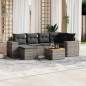 vidaXL Set de sofás de jardín 7 piezas con cojines ratán PE gris