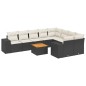 vidaXL Set de sofás de jardín 10 pzas cojines ratán sintético negro vidaXL Set de sofás de jardín 10 pzas cojines ratán sintético negro