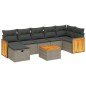 vidaXL Set de sofás de jardín 8 pzas y cojines ratán sintético gris vidaXL Set de sofás de jardín 8 pzas y cojines ratán sintético gris