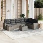 vidaXL Set de muebles de jardín 9 pzas y cojines ratán sintético gris vidaXL Set de muebles de jardín 9 pzas y cojines ratán sintético gris