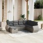 vidaXL Set de sofás de jardín 7 piezas con cojines ratán PE gris vidaXL Set de sofás de jardín 7 piezas con cojines ratán PE gris