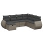 vidaXL Set de sofás de jardín 7 piezas con cojines ratán PE gris vidaXL Set de sofás de jardín 7 piezas con cojines ratán PE gris