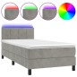 vidaXL Cama box spring colchón y LED terciopelo gris claro 80x200 cm vidaXL Cama box spring colchón y LED terciopelo gris claro 80x200 cm