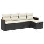 vidaXL Set de muebles de jardín 5 pzas y cojines ratán sintético negro vidaXL Set de muebles de jardín 5 pzas y cojines ratán sintético negro