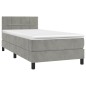 vidaXL Cama box spring colchón y LED terciopelo gris claro 80x200 cm vidaXL Cama box spring colchón y LED terciopelo gris claro 80x200 cm