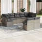 vidaXL Set de muebles de jardín 9 pzas y cojines ratán sintético gris