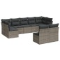 vidaXL Set de muebles de jardín 9 pzas y cojines ratán sintético gris