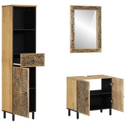 vidaXL Conjunto de muebles de baño 3 piezas madera maciza de mango