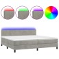 vidaXL Cama box spring colchón y LED terciopelo gris claro 200x200 cm vidaXL Cama box spring colchón y LED terciopelo gris claro 200x200 cm