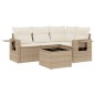 vidaXL Juego de sofás jardín con cojines 5 pzas ratán sintético beige vidaXL Juego de sofás jardín con cojines 5 pzas ratán sintético beige
