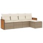 vidaXL Juego de sofás jardín con cojines 5 pzas ratán sintético beige vidaXL Juego de sofás jardín con cojines 5 pzas ratán sintético beige