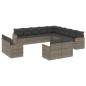 vidaXL Set sofás de jardín con cojines 13 piezas ratán sintético gris vidaXL Set sofás de jardín con cojines 13 piezas ratán sintético gris
