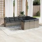 vidaXL Set de sofás de jardín 10 pzas con cojines ratán sintético gris vidaXL Set de sofás de jardín 10 pzas con cojines ratán sintético gris
