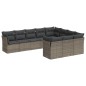 vidaXL Set de sofás de jardín 10 pzas con cojines ratán sintético gris vidaXL Set de sofás de jardín 10 pzas con cojines ratán sintético gris