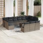 vidaXL Set de sofás de jardín 14 pzas con cojines ratán sintético gris