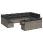 vidaXL Set de sofás de jardín 14 pzas con cojines ratán sintético gris
