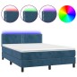vidaXL Cama box spring colchón y LED terciopelo azul oscuro 140x190 cm vidaXL Cama box spring colchón y LED terciopelo azul oscuro 140x190 cm