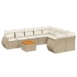 vidaXL Set de sofás de jardín 9 pzas con cojines ratán sintético beige vidaXL Set de sofás de jardín 9 pzas con cojines ratán sintético beige