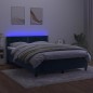 vidaXL Cama box spring colchón y LED terciopelo azul oscuro 140x190 cm vidaXL Cama box spring colchón y LED terciopelo azul oscuro 140x190 cm