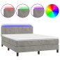 vidaXL Cama box spring colchón y LED terciopelo gris claro 140x200 cm vidaXL Cama box spring colchón y LED terciopelo gris claro 140x200 cm