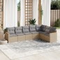 vidaXL Juego de sofás jardín con cojines beige mezcla 7 pzas ratán PE vidaXL Juego de sofás jardín con cojines beige mezcla 7 pzas ratán PE