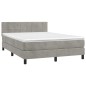 vidaXL Cama box spring colchón y LED terciopelo gris claro 140x200 cm vidaXL Cama box spring colchón y LED terciopelo gris claro 140x200 cm