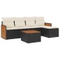 vidaXL Set de sofás de jardín 6 piezas y cojines ratán sintético negro vidaXL Set de sofás de jardín 6 piezas y cojines ratán sintético negro