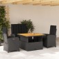 vidaXL Juego comedor jardín 4 piezas con cojines ratán sintético negro vidaXL Juego comedor jardín 4 piezas con cojines ratán sintético negro