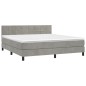 vidaXL Cama box spring colchón y LED terciopelo gris claro 160x200 cm vidaXL Cama box spring colchón y LED terciopelo gris claro 160x200 cm