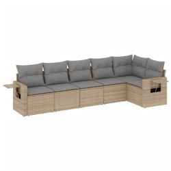 vidaXL Juego de sofás jardín con cojines 6 pzas ratán sintético beige