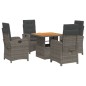 vidaXL Set comedor de jardín 5 piezas con cojines ratán sintético gris