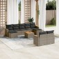 vidaXL Set de sofás de jardín 10 pzas con cojines ratán sintético gris