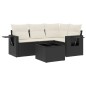vidaXL Set de muebles de jardín 5 pzas y cojines ratán sintético negro vidaXL Set de muebles de jardín 5 pzas y cojines ratán sintético negro