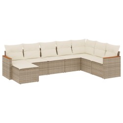 vidaXL Juego de sofás de jardín con cojines beige 8 pzas ratán PE