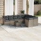 vidaXL Set de sofás de jardín 10 pzas con cojines ratán sintético gris vidaXL Set de sofás de jardín 10 pzas con cojines ratán sintético gris