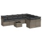 vidaXL Set de sofás de jardín 10 pzas con cojines ratán sintético gris vidaXL Set de sofás de jardín 10 pzas con cojines ratán sintético gris