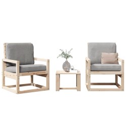 vidaXL Juego de muebles de jardín 3 piezas madera maciza de pino