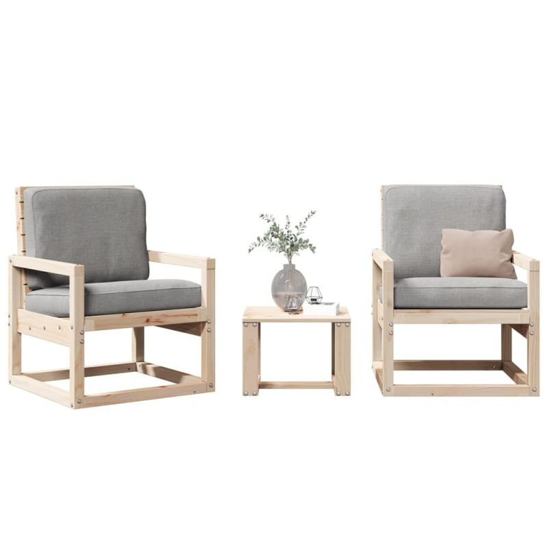 vidaXL Juego de muebles de jardín 3 piezas madera maciza de pino vidaXL Juego de muebles de jardín 3 piezas madera maciza de pino