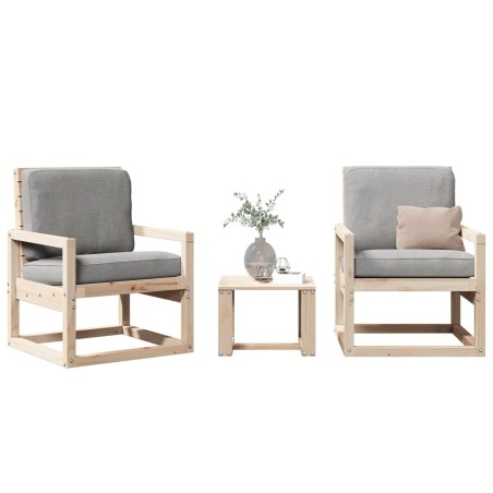 vidaXL Juego de muebles de jardín 3 piezas madera maciza de pino