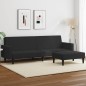 vidaXL Sofá cama de 2 plazas con taburete terciopelo negro vidaXL Sofá cama de 2 plazas con taburete terciopelo negro