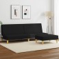 vidaXL Sofá cama de 2 plazas con taburete tela negro vidaXL Sofá cama de 2 plazas con taburete tela negro